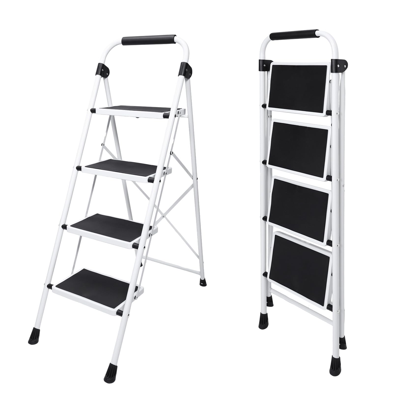 OLIXIS Step Ladder, 4 Sturdy Step Stool with Anti-Slip Pedal